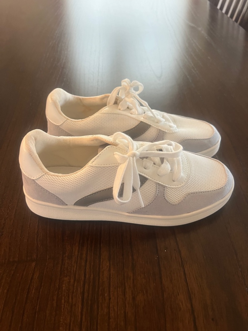 Old Navy White Lace-Up Sneakers with Gray Accents